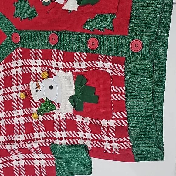 Christmas Sweater Cardigan Snowman Cany Cane Size L NWT - Picture 5 of 9